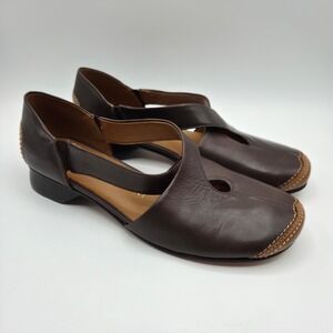 Antonio Melani Womens Brown Leather Mary Jane Cutout Flats Comfort Low Heel 6 M